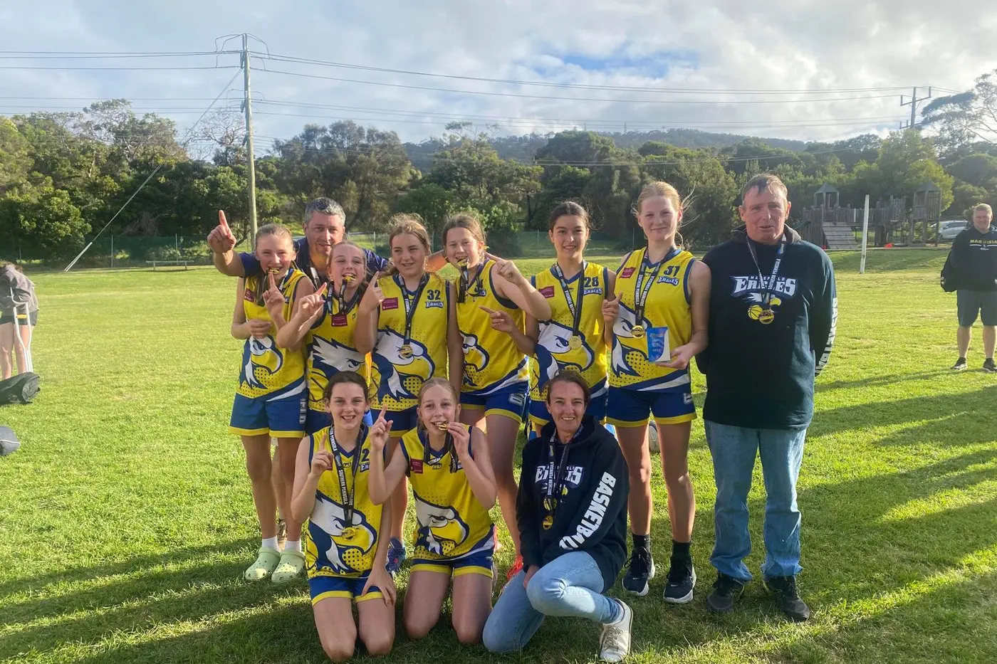 WINNERS: (Back, from left) Adam Snell, Lara Klingsporn, Tigerlee Brackman, Brydie Thornton, Lilly Adams, Lizzie Hotton, Zara Yencken, Craig Brackman (front) Georgia Crowe, Leah Snell and Alli Wilson.