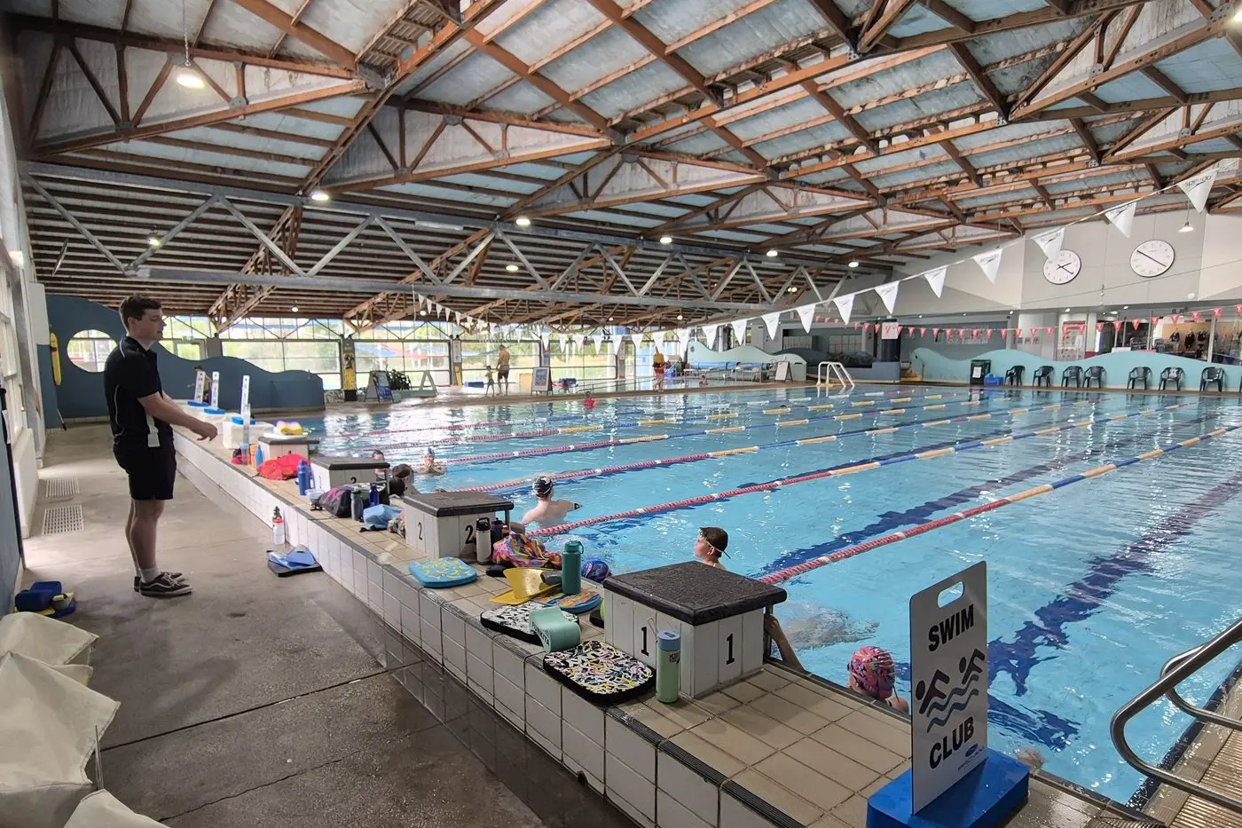 TECHNICAL DRILLS: Coach from Effortless Swimming Kai Lumsden took the swimmers through a range of drills and sets over the day. PHOTO: Supplied