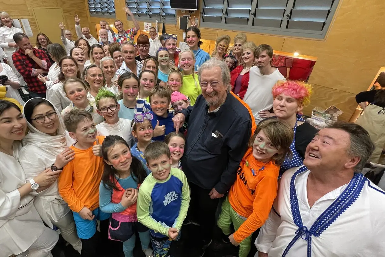 STAR POWER: Michael Caton\\'s surprise visit to the cast of \"The Castle 2\". PHOTO: Narelle Rademaker