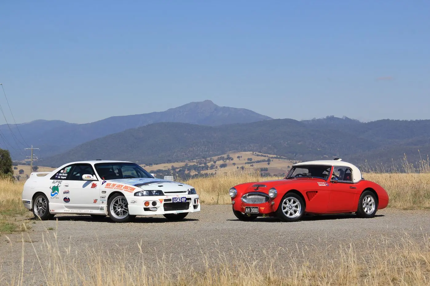 LOCAL RUBBER: This year there were two local entries in Targa from Mansfield Motorsport. David Blunden and Rob Sheppard challenged for Early Modern 2WD trophy in their 1997 Nissan Skyline GTS-t after winning that class in Mountain Motorsports championship in 2019 and managed to place third this time. And veterans Brian and Linda Dermott were out racing in the Classic with their 1962 Austin Healey 3000. PHOTO: David Blunden