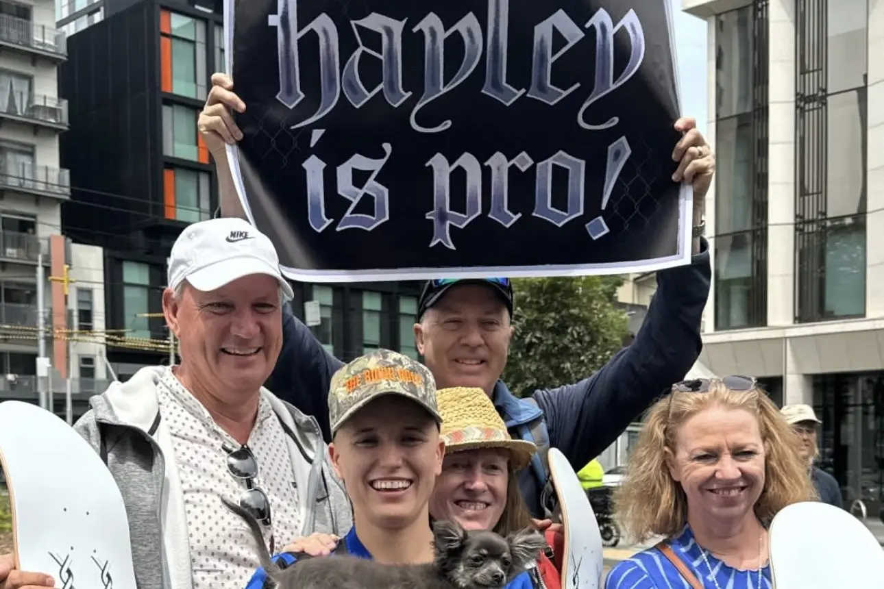 CELEBRATING WITH FAMILY: (from left) James Wilson, Hayley Wilson and puppy Fizz, Catriona Wilson, David Haynes (Hayley\\'s Uncle) and Kirsty Quinlan- Watson (Hayley\\'s Auntie). PHOTOS: Supplied