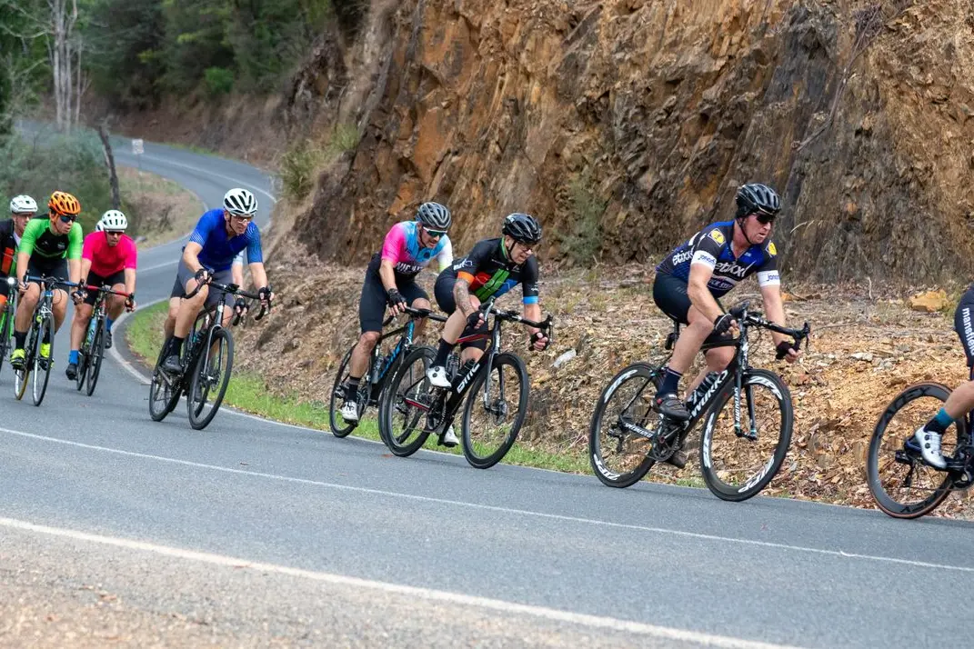 ON THE WAY BACK FROM JAMIESON: (From left) Jason Parker (obscured) Oliver Hall, Simon Hall, Ant Bateup, Dave Moore, Steve Duke, Heath Hammond and Darren Bakker. PHOTO: Tony Copland