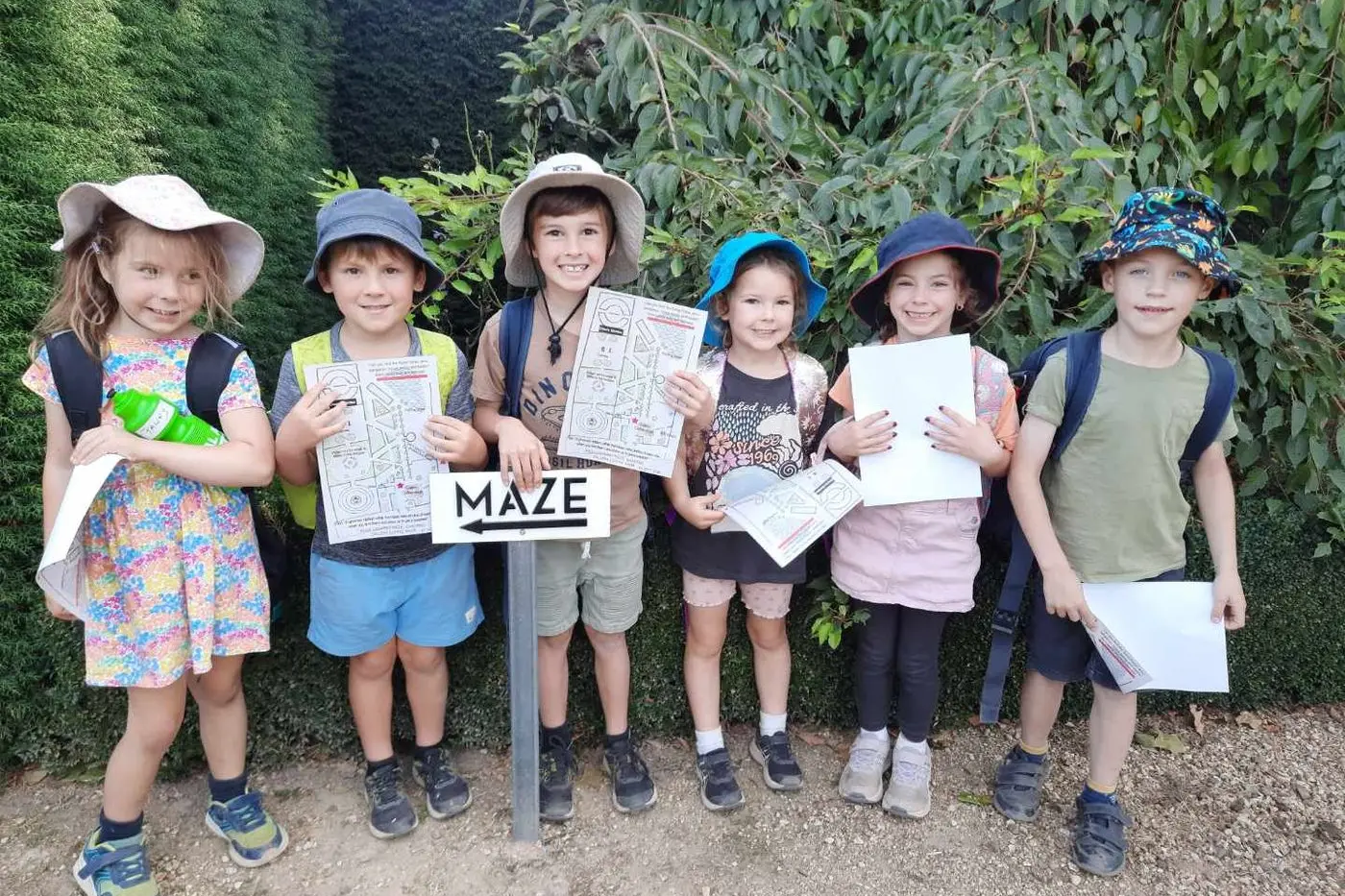 EXPLORING WITH FRIENDS: Tawny Drysdale, Jack Stanger, Zhanda Buis, Tyger Baldwin, Kinzlie Buis and Billy Universita at the maze.