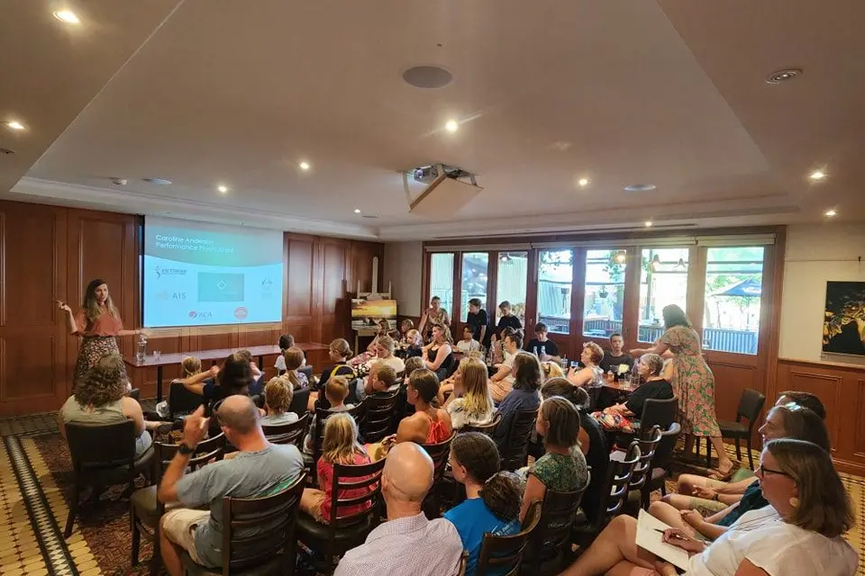 BEING YOUR BEST: Former Olympian Caroline Anderson provided some insights for reaching peak performance  for the Mansfield Swim Club.. PHOTO: Alli Walker