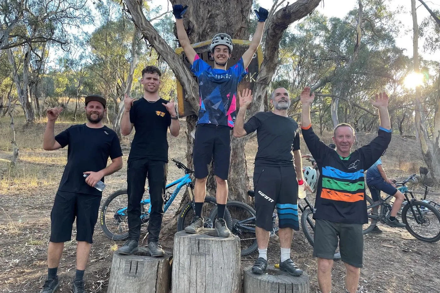 ON THE PODIUM: (From left) Stu Clark, Archie Smith, Ryder Chadd, Cam Dobson and Damian Grundy. PHOTO: Kate Stonnill\\n