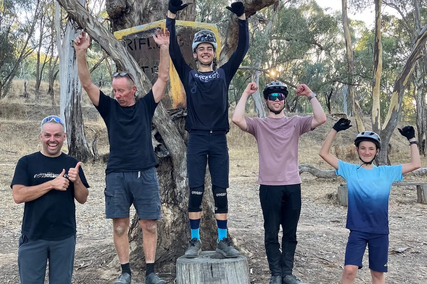 SMALL FIELD, BIG RESULTS: (L to R) Adam Baker, Damian Grundy, Ryder Chadd, Archie Smith and Ben Ross celebrate a great session at Rifle Butts.\\nPHOTO: Tim Ross\\n