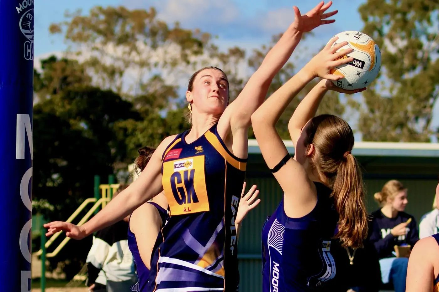 CATS WIN BATTLE: On Saturday the Mansfield Eagles netball teams fought hard, but were unable to match the mighty Mooroopna Cats. \\nTilly Lang displayed determination on the court. \\nPHOTOS: Paul Martin