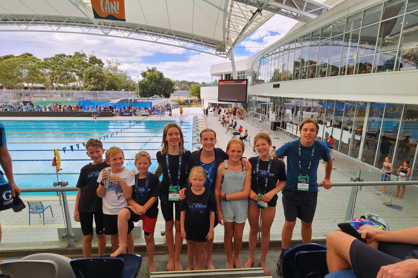PB\\'S BROKEN: There were many personal bests broken at the event with Mansfield swimmers (from left) Harvey Knight, Edward Creighton, Levi Seaton, Quinn Harwood, Kezi Wolfe, Vivian Knight, Rowena Creighton, Lara Seaton and Reiley Gibney Shelfhout all putting their best efforts in.  Id:39154