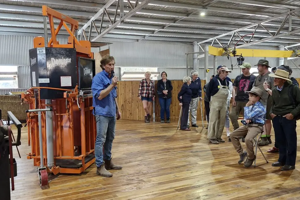 STATE-OF-THE-ART: At Delatite Station all guests were very impressed with the new shearing facilities \\u2013 with owner Mark Ritchie outlining the design and build some two ago.