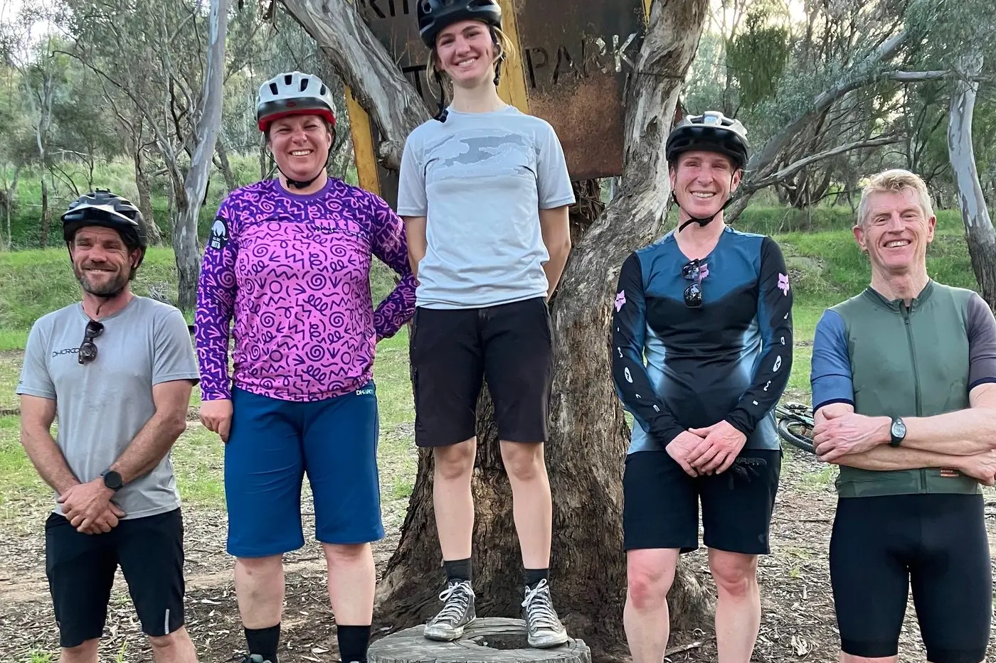 WOMEN ON TOP: Miranda Farrall took out her first win at her second race. (From left) Dan Friday, Ariel Stava, Miranda Farrell, Serena Moring and Bruce Halket. PHOTO: Tim Ross