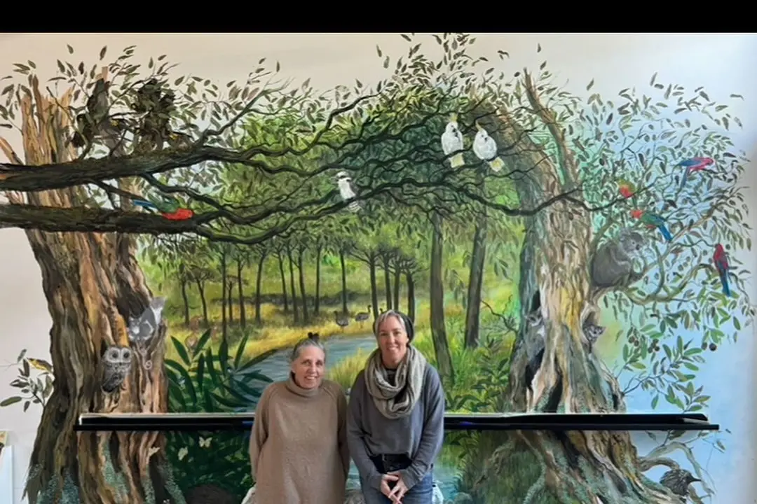 BUSH MAGIC:  The creative talents of Jenny Gibney and her daughter Simone Schelfhout produced this mural for the Mansfield Primary School library. PHOTO: Supplied