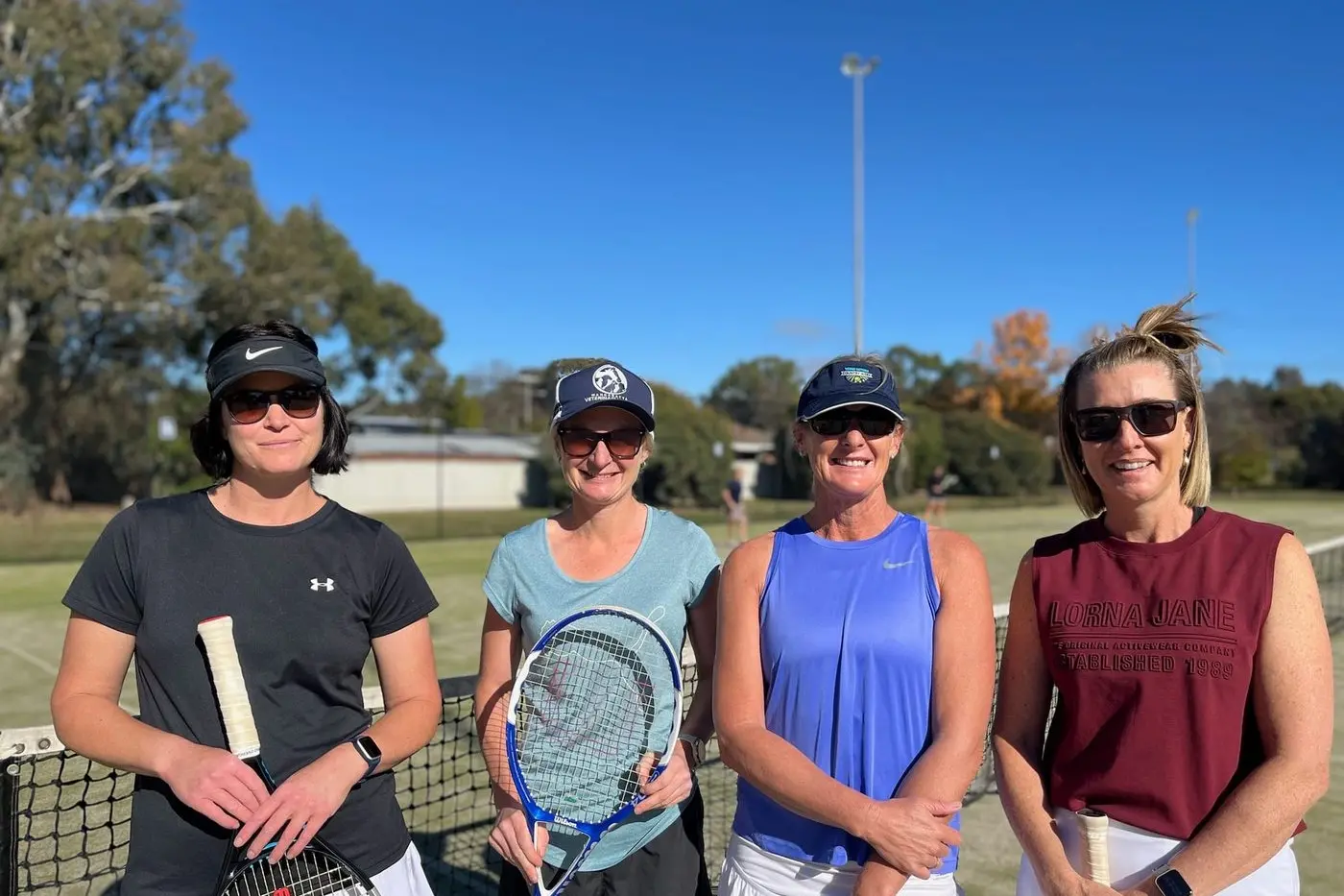 WINTER TENNIS: Mansfield (from left) Keira McDonagh, Peta Kelly, Sophie Yencken and Michelle Pigdon were delighted with their one game win. PHOTO: Jenny Tehan
