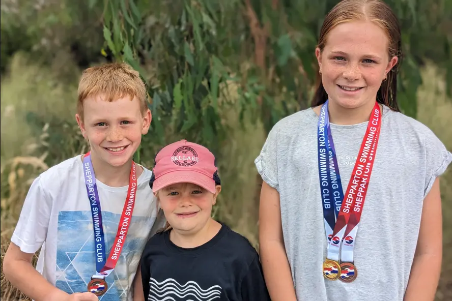 AQUATIC TRIO: Edward, Clara and Rowena Creighton competed at the Shepparton Swimming Club carnival in November 2023.