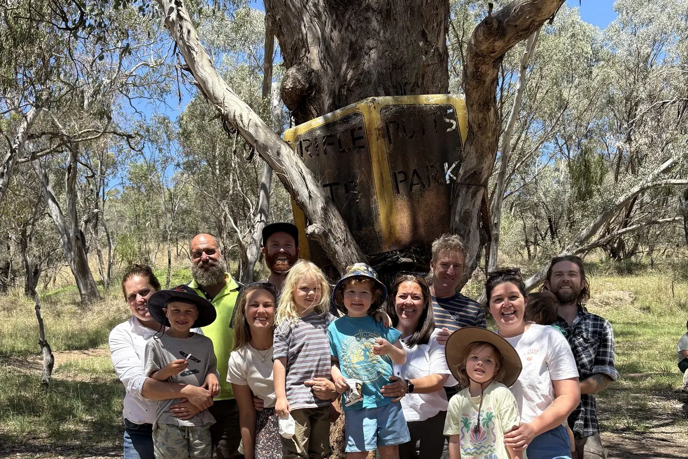 LAST BUSH TRIP: (From left) Abigail McConnell with son Sam Avery and Sam\\u2019s dad Dion Avery, Alice McCarthy and Judd Thomas with son Jarrah Thomas, Oliver Annear with parents Melissa Tyrrell and Ben Annear, and Fern Byrnes and parents Lana Wolstencroft and Todd Byrnes at the Loyola Bushland Reserve for The Farmhouse\\'s end-of-year celebration. \\n