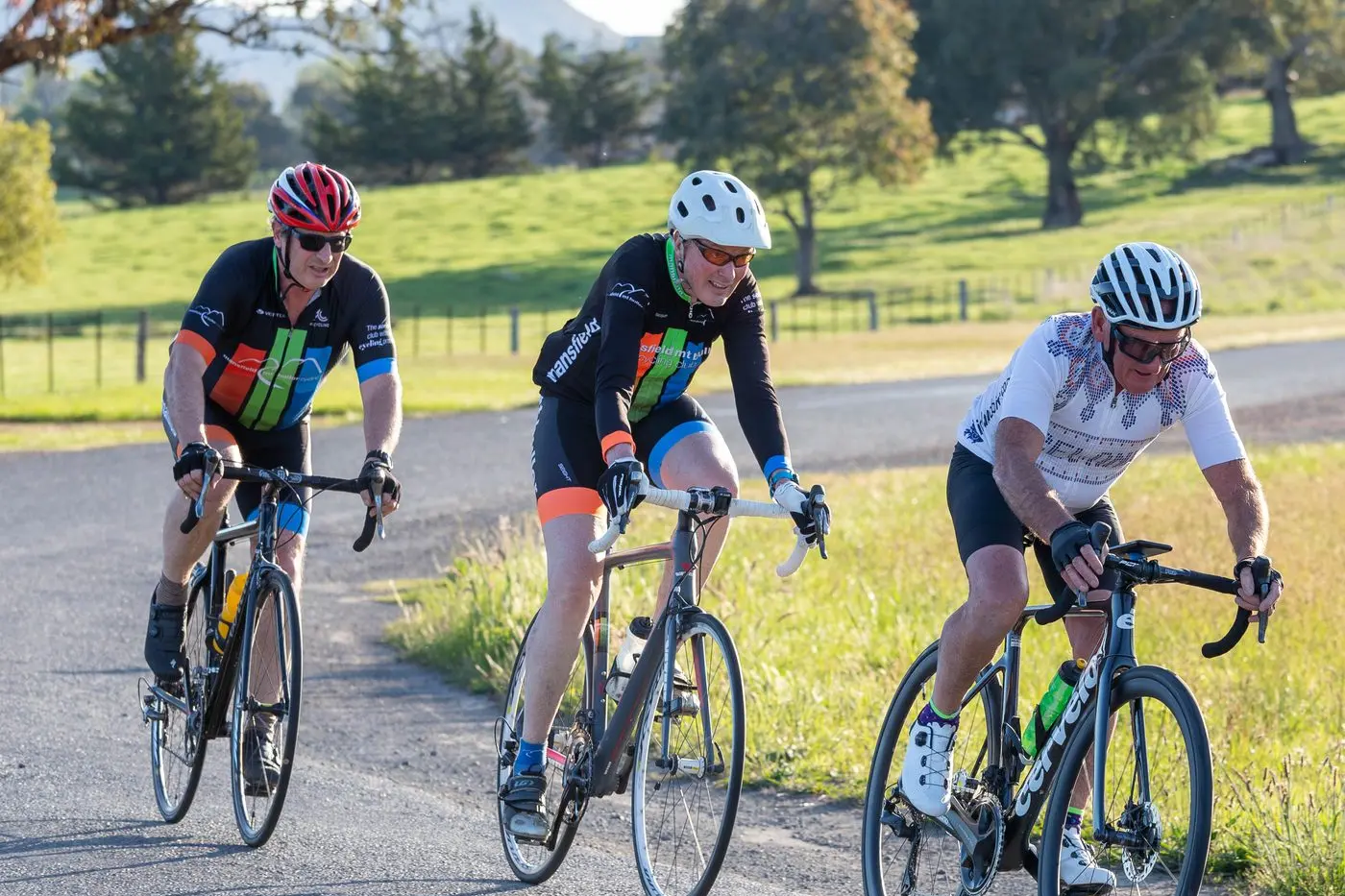 MID-RACE: The road race podium (from left) Dave Jagger, Dave Bock and Ian Conrick. PHOTO: Tony Copland\\n