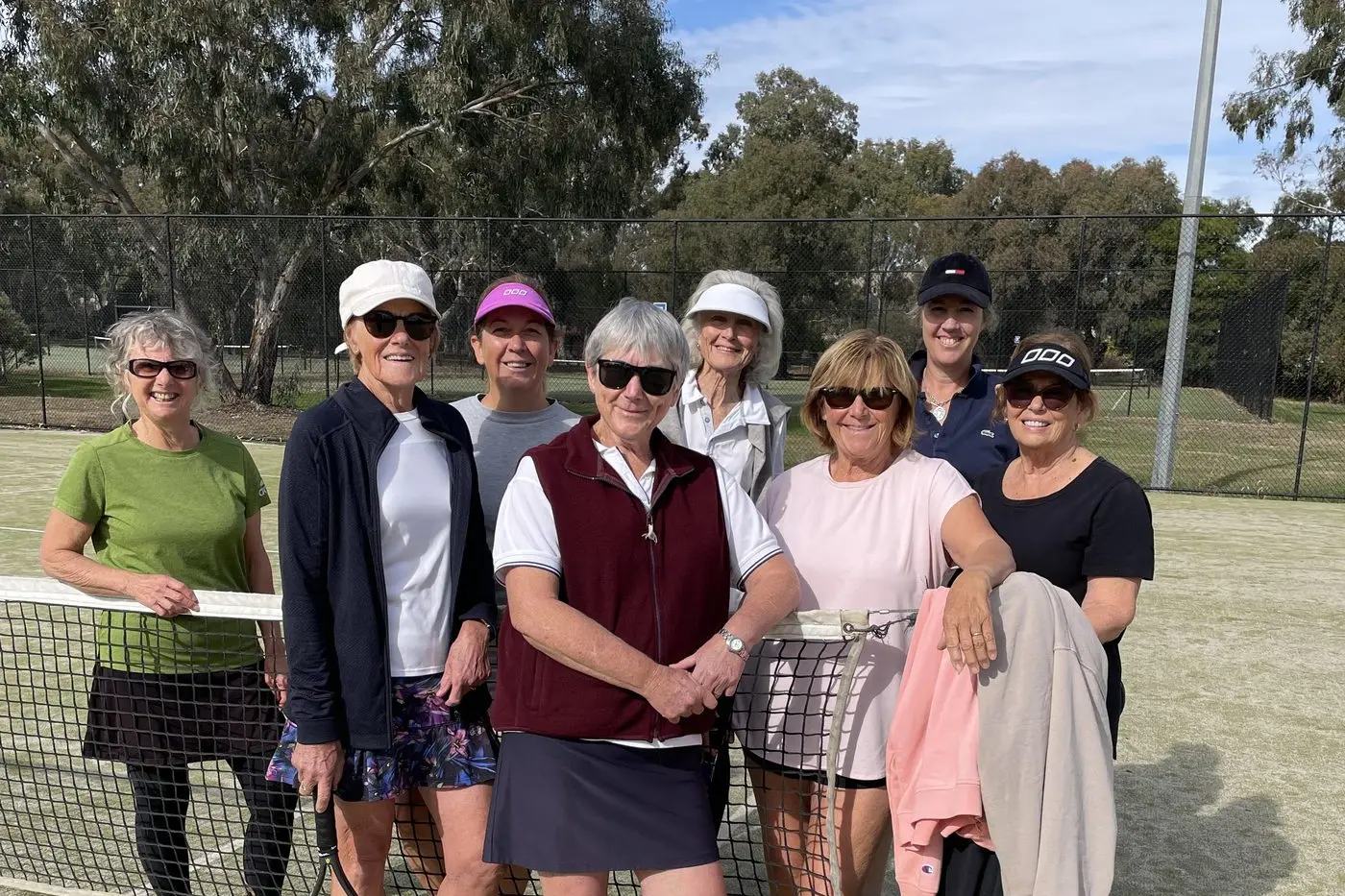TEAMS TOGETHER: (from left) Rhonda Carpenter, Loretta Armitage, Liza Karras, Karyn Fraser, Di Bergelin, Deb McCormack, Jenny Bell, and Jenny Smith. PHOTO: Deb Mims