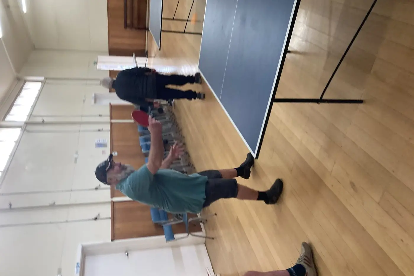 ON THE TABLES: Peter Wooley gets into the action.