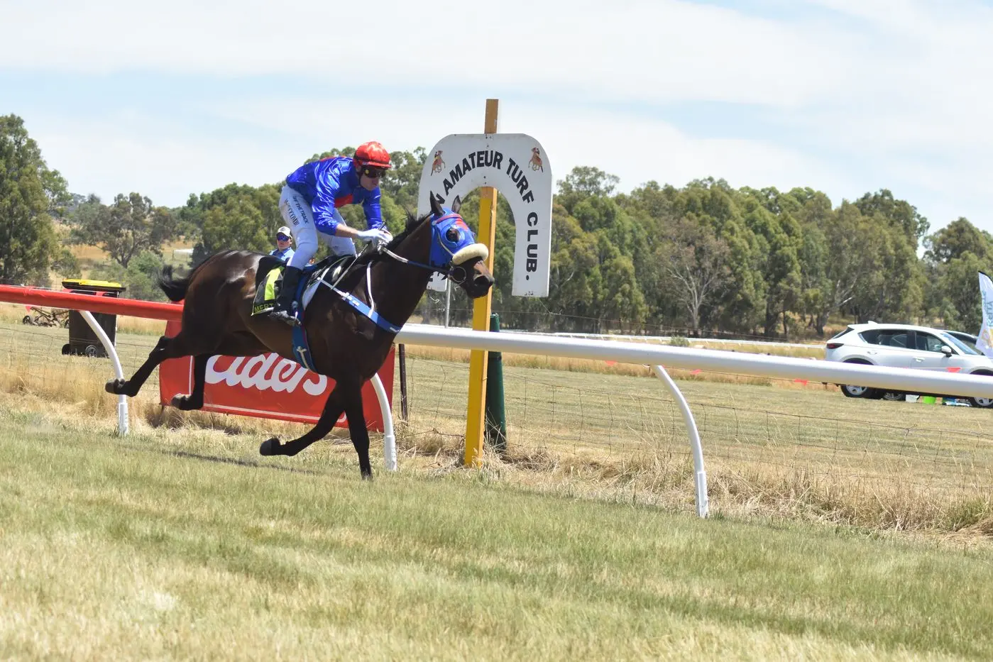 OVER THE LINE: Taking his first win of the day at the Merton Amateur Race Club\\'s New Year\\'s Day race meeting was jockey Shaun Cooper on Calypso Rich.  PHOTOS: Pam Zierk\\u2013Mahoney