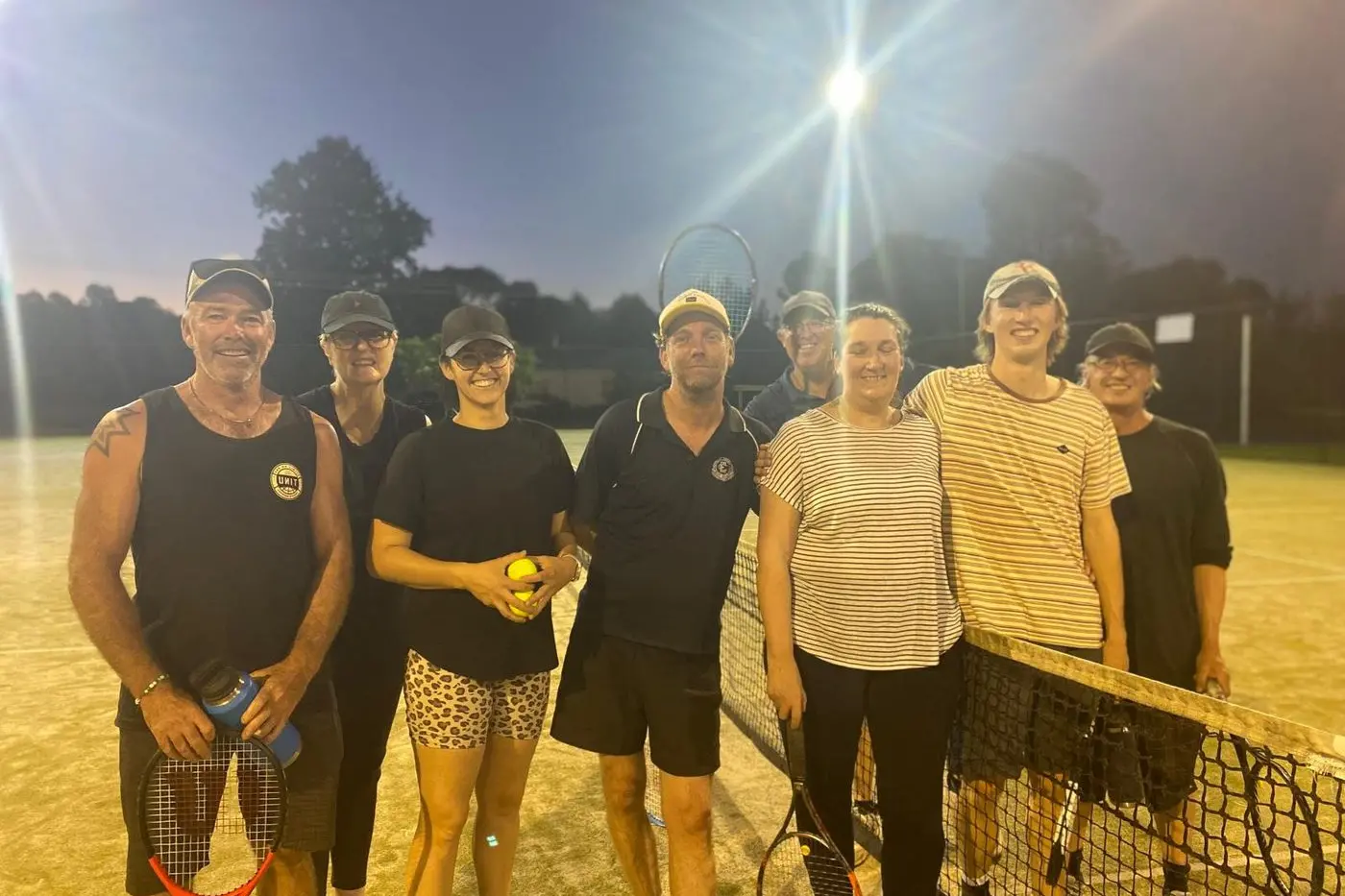 BROWN SUGAR MEET TRUE COLOURS: (from left) Mick Davis, Leonie McLaughlin, Kimberley Marsden, Nick Ferguson, Pete Scales, Kate Les, Max Les, and Rob Les. PHOTO: Alice Kilpatrick 