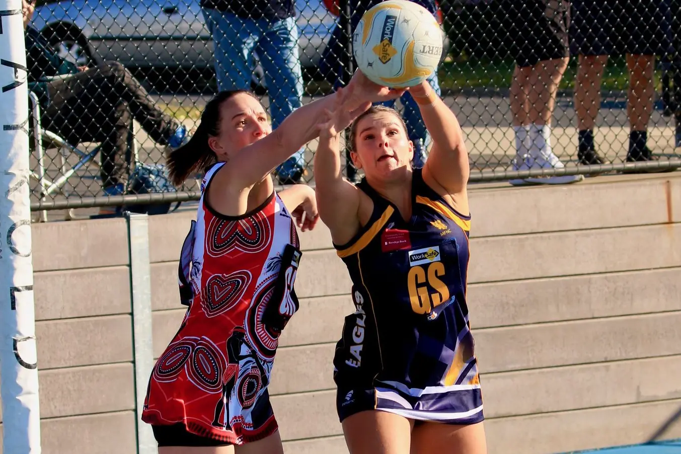 GO GIRLS: Amy Dixon-Rielly was one of the two Mansfield Eagles netballers who reached the milestone of 150 games played alongside Kara Dolling. PHOTO: Paul Martin