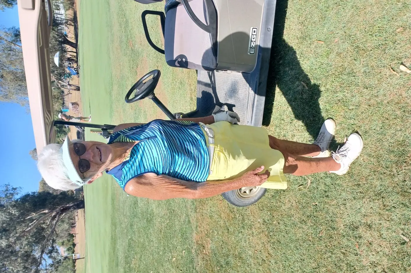 HEAT WAVE: Sue Parsons enjoying her golf on a hot day in Mansfield. PHOTO: Supplied