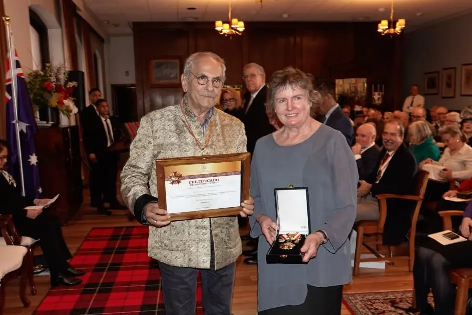 HONOUR: Mansfield\\'s Julie Aldous was humbled to accept the Medal of the Order of Timor-Leste from president Dr Jose Ramos-Horta on behalf of the Friends of Venilale group. PHOTO: Supplied