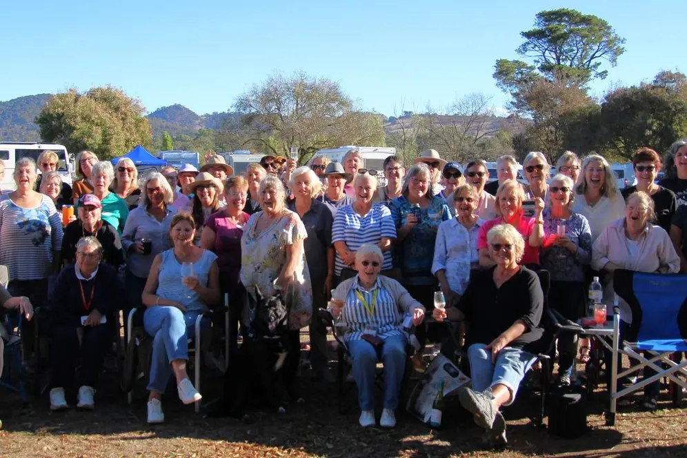 HAPPY HOUR: More than 60 members of Rolling Solo women\\'s only group descended on Mansfield at the showgrounds during March. PHOTO: Lynn Elder