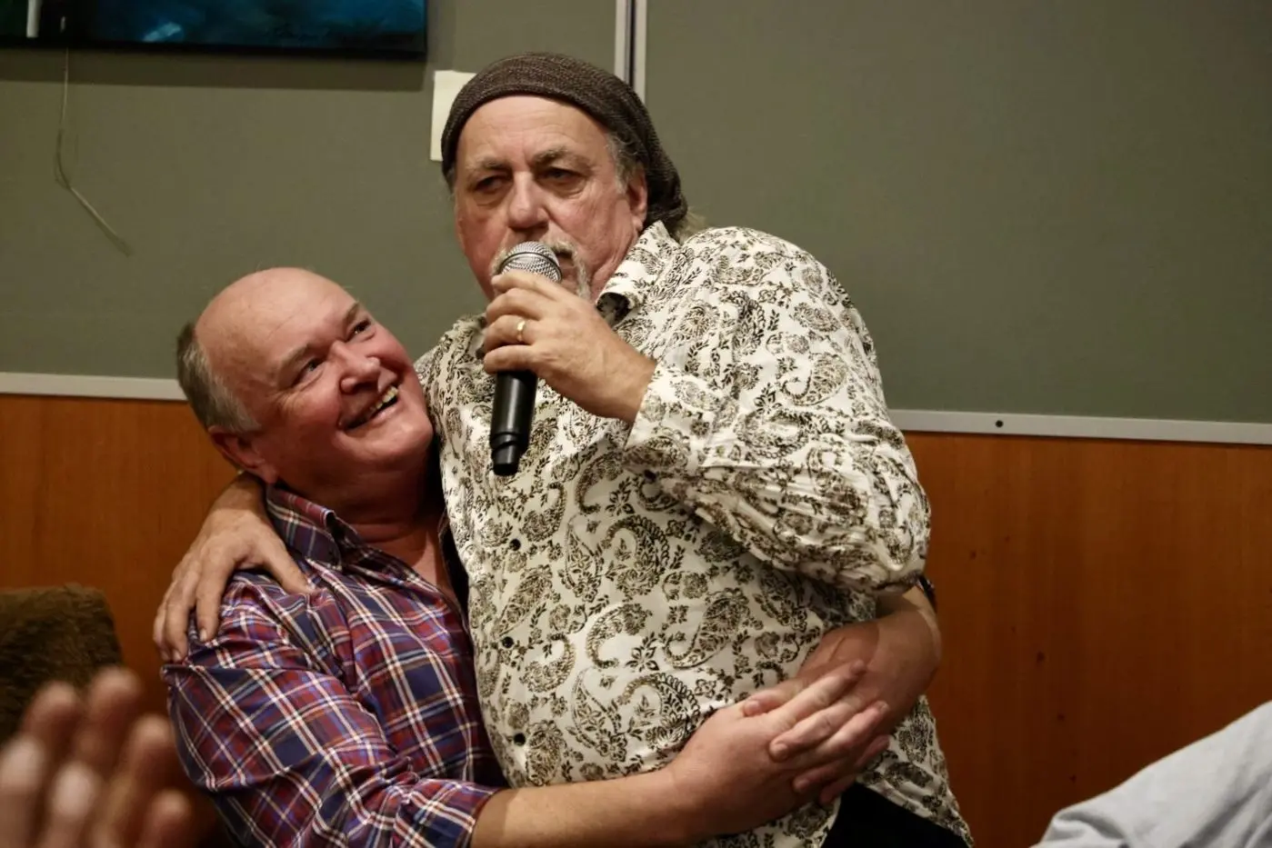 SET OF PIPES: Mark Reeves serenades Bald Archy sponsor Steve Marks.
