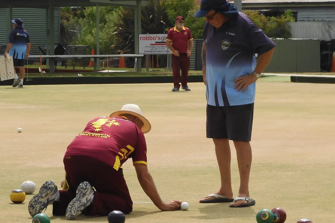 EAGLE EYE: Peter Roberts supervises the measure for shot against Beechworth.