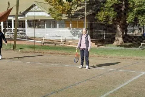 ON COURT: Agnes Kay and Julie Harrington on court in Benalla. PHOTO: Deb Mims