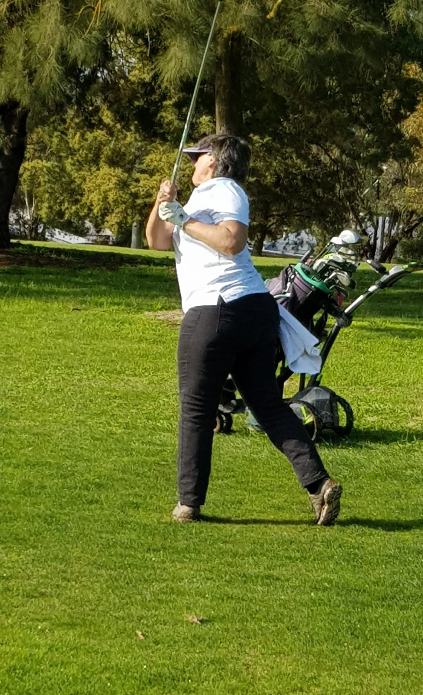 FINE FORM: Monthly medal winner, Lyn Poulson, stripes one down the fairway. Id:22416