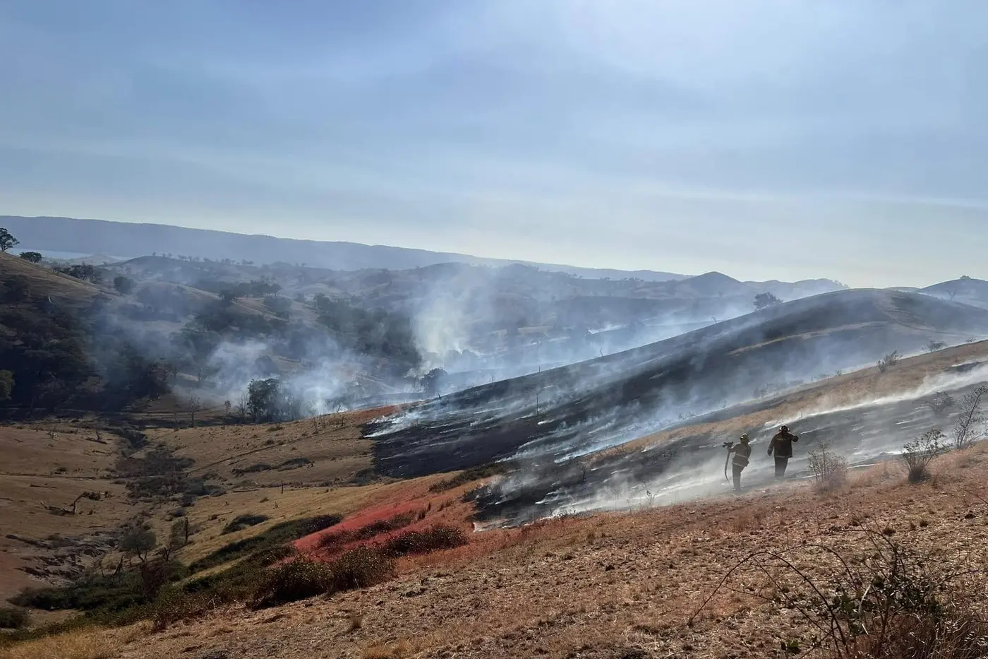 BLAZES IGNITE: Fire at Maindample/The Paps tested emergency crews as hot and blustery conditions fanned flames across the region. PHOTO: Scott Purcell
