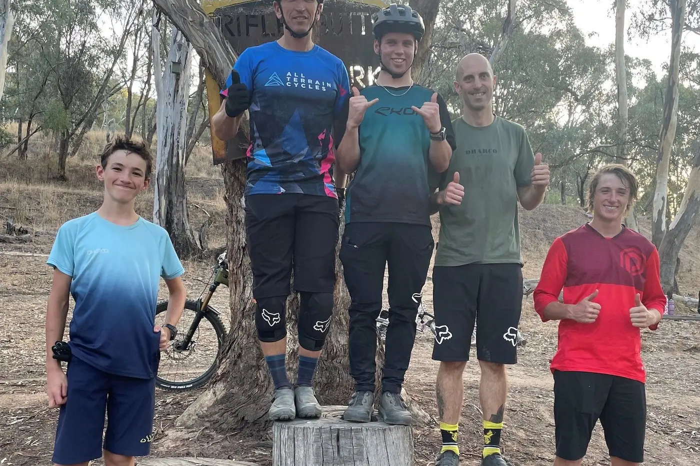 PAINED PODIUM: (From left) Ben Ross, Ant Bateup, Archie Smith, Luke Vivash, Tom Logan-Williams. PHOTO: Kate Stonnill