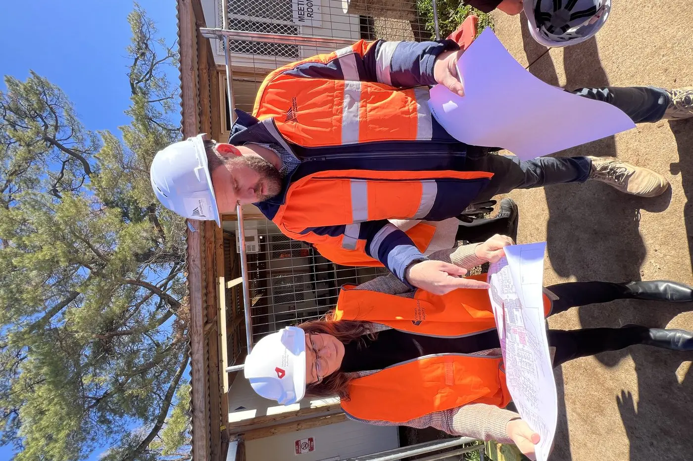 UNDER CONSTRUCTION: Member for Northern Victoria is Jaclyn Symes with Josh Gill, project manager AW Nicholson on-site at the aged care facility.
