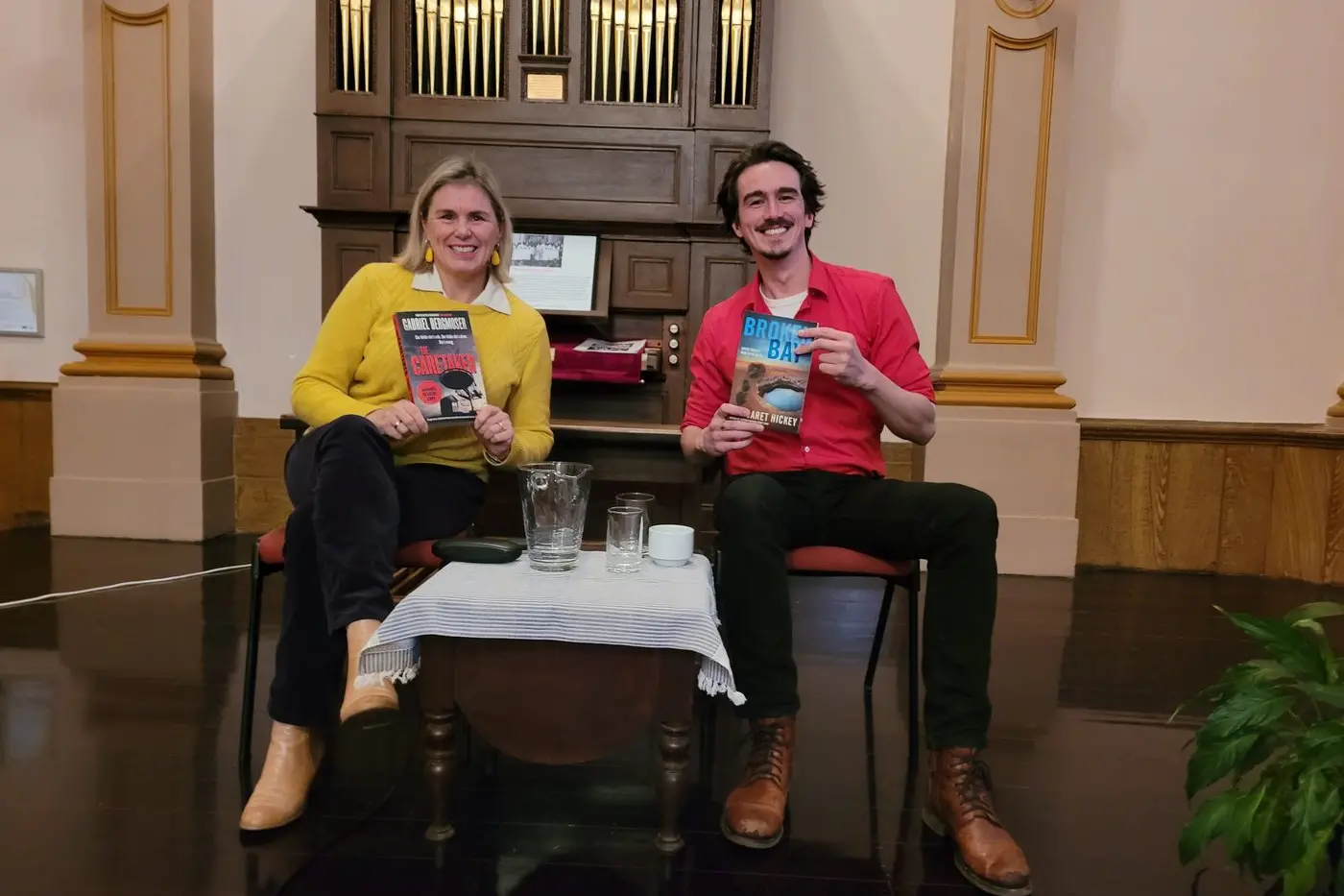 CHATTED: Authors Margaret Hickey and Gabriel Bergmoser captivated their audience when the pair recently spoke about crime writing. PHOTO: Coral Cooksley