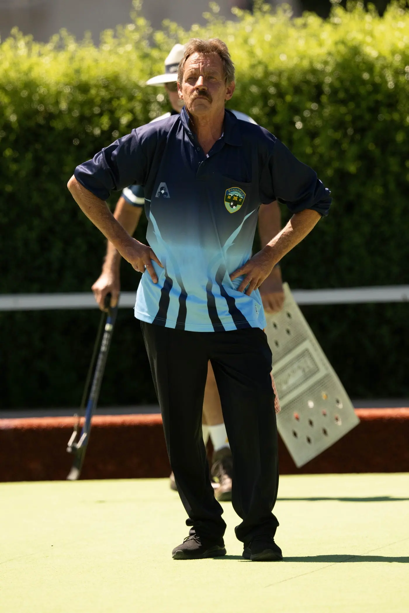 ON GUARD: Steve Spence takes a defensive stance during the match against Benalla. PHOTO: Ken Rainsbury