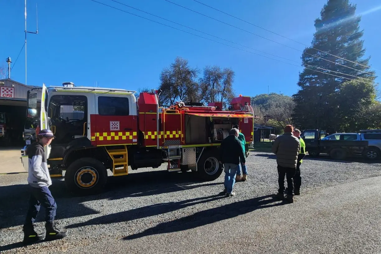TANKER TESTED: Jamieson CFA Captain Steve Garito\\u2019s son, Charley Garito, checks out the new fire tanker, which was much admired by brigade members on Sunday.
