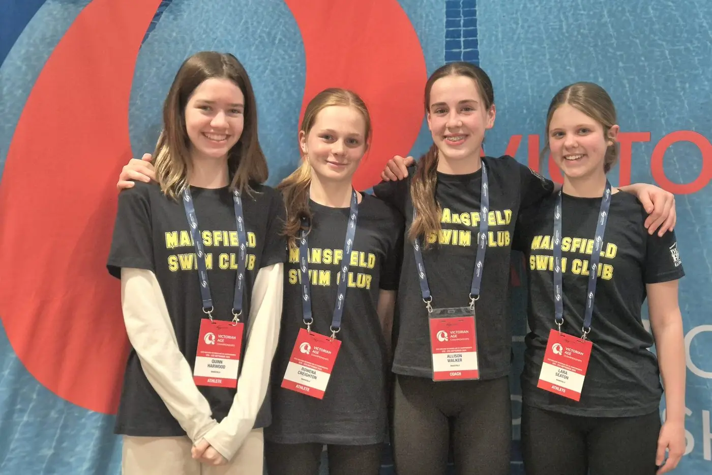 SUPER SWIMMING: (from left) Quinn Harwood, Rowena Creighton, Keziah Wolfe and Lara Seaton at the Victorian Stage Age Short Course Championships. PHOTO: Supplied\\n\\n