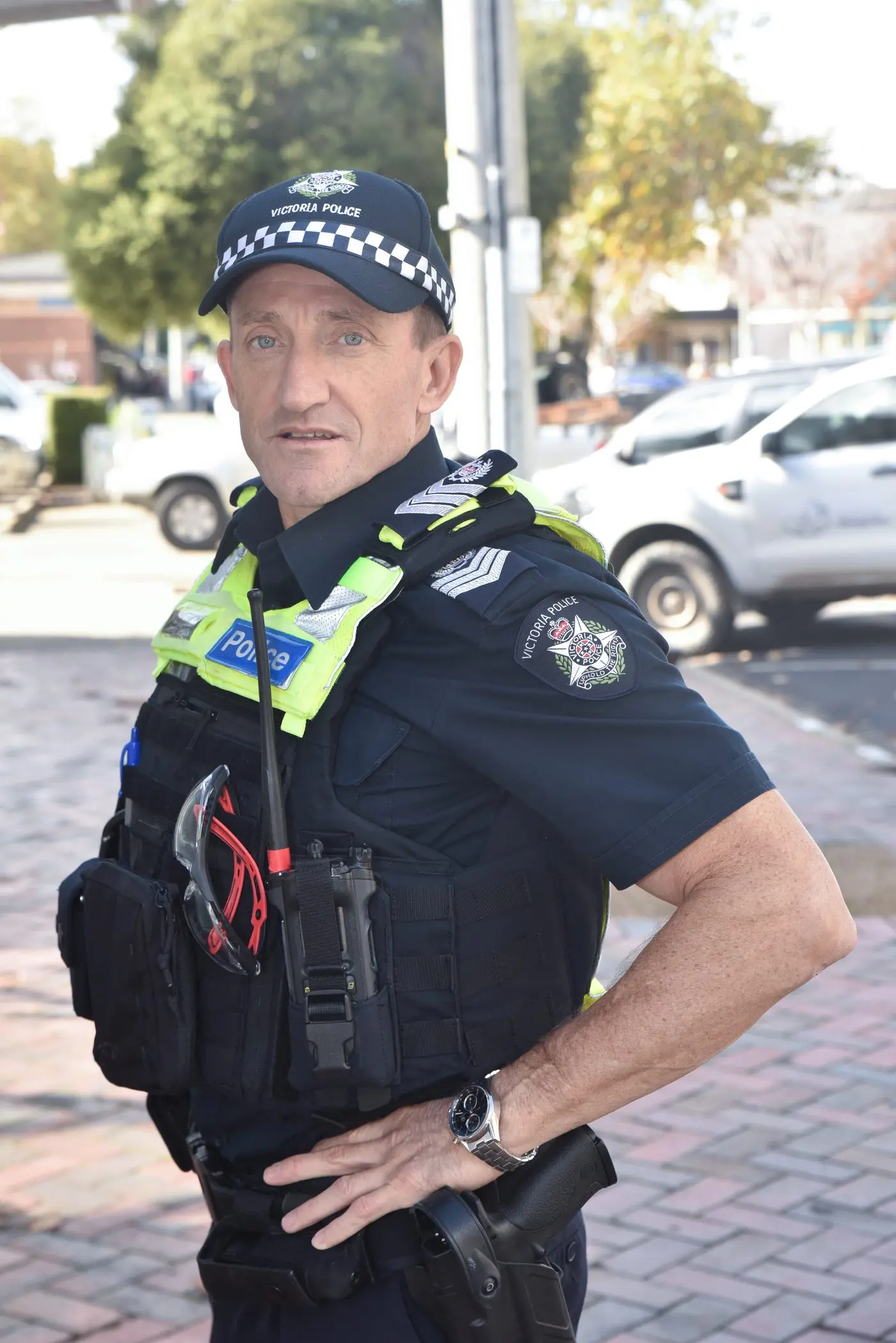 LOCAL CONCERN: Senior Sergeant Colin Provan is leading a North East road safety committee aimed at minimising risk for motorcyclists on regional roads. PHOTO: Kurt Hickling Id:32210