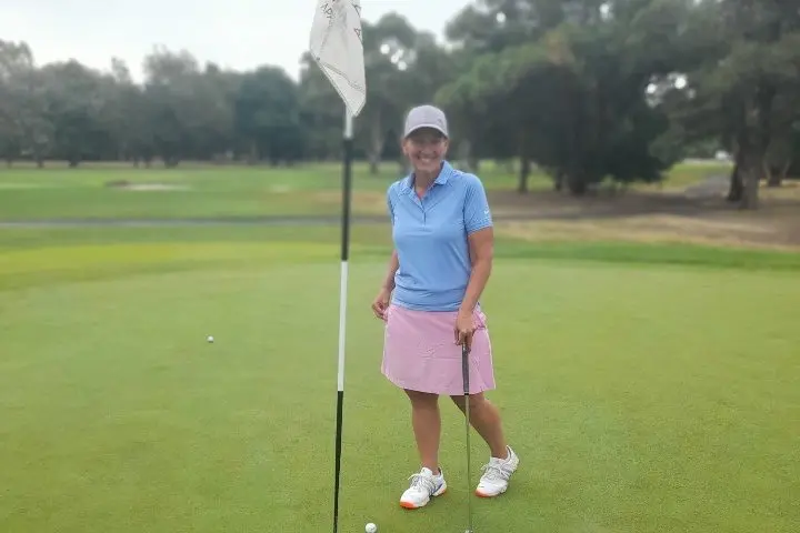 CLOSE TO PERFECT: Natalie Grimshaw with an almost hole-in-one on 16th at Mansfield Golf Club.