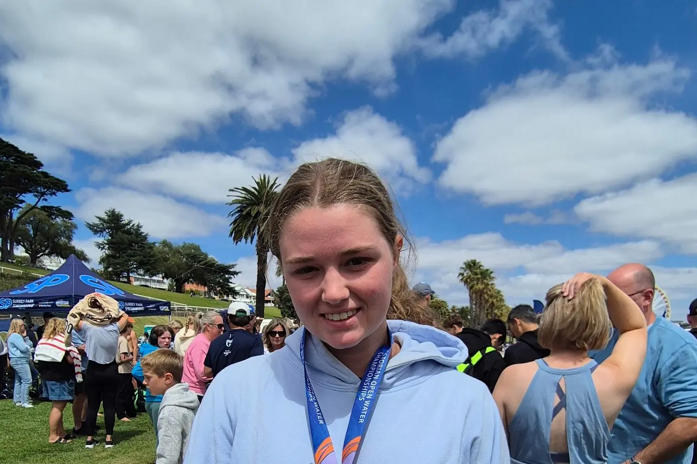 SUPER SHOWING: Amelie had a great swim in the open women\\'s category (non-wetsuit), finishing with a bronze medal.