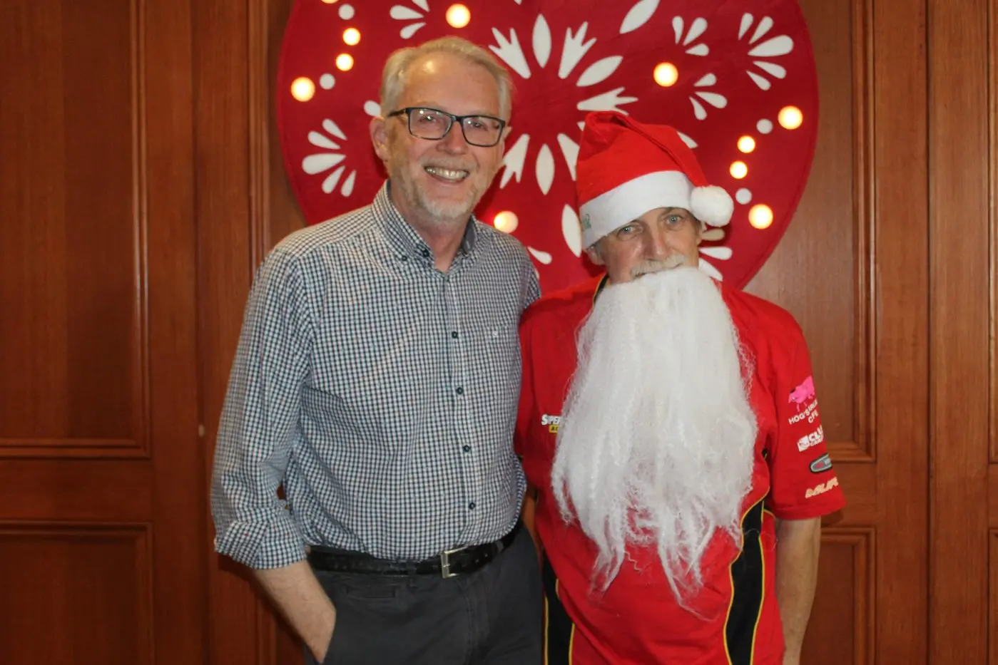 A FESTIVE LUNCH: (from left) Dean Belle and Santa. PHOTOS: Trinity Knight