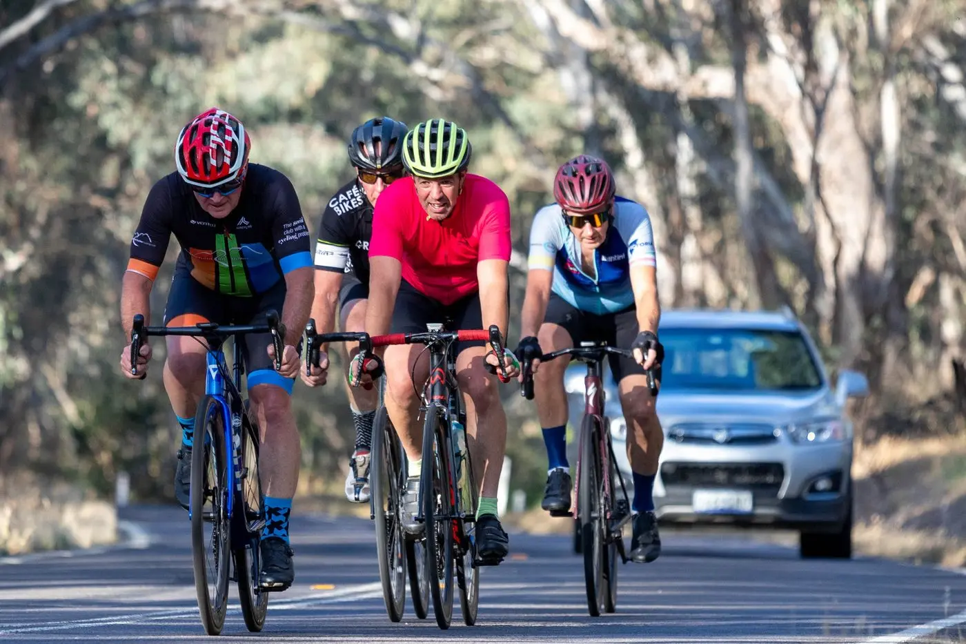 RIDING BACK TO TOWN: Nearing Bridge Creek (from left) Darren Bakker, Damian Grundy, eventual winner Simon Hall and Adrian Dowd. PHOTO: Tony Copland.\\n\\n