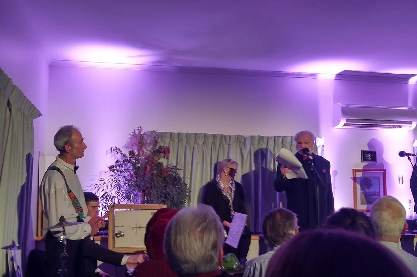 RETURN OF THE RADIO PLAY: Colin Rochford, missed by many, as narrator, with Ian Mallyon on sound effects during a live performance. PHOTO: Supplied