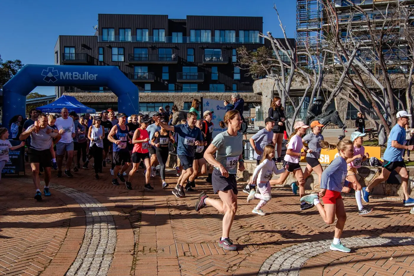 FUN RUN: The race starts at the Mt Buller Village Square. PHOTO: Lyndon Marceau.