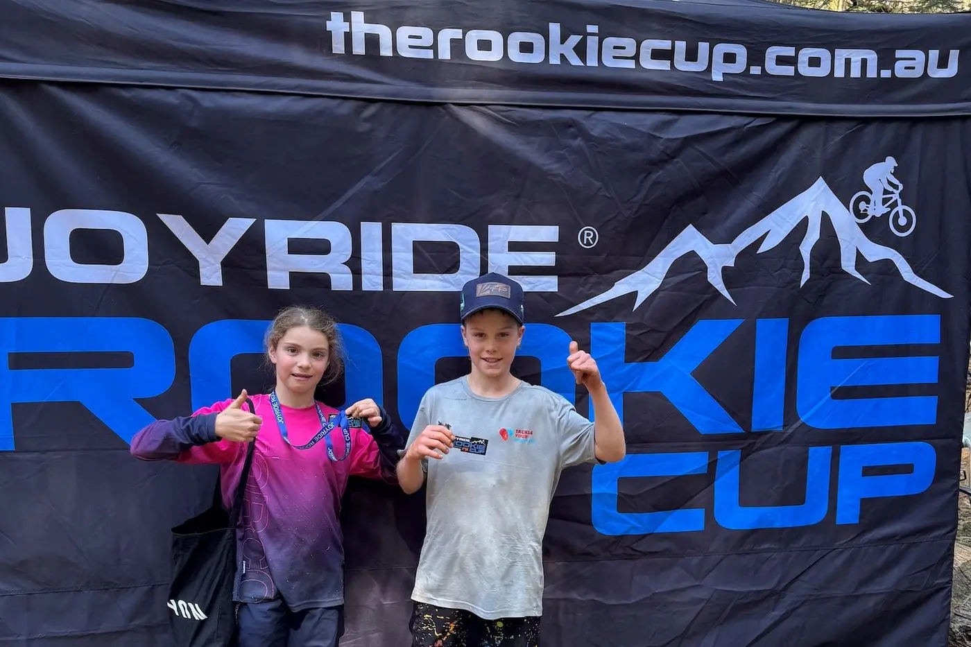 NARBETHONG ROOKIE CUP: (from left) In the U11s Sienna Vivash took out first place with a time of 3:20 and Cooper Hoebergen in the U13s placed 12th with a swift time of 3:02. PHOTO: Luke Vivash
