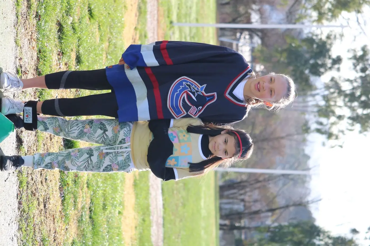 READY TO COMPETE: Charlee Bretherton and Acacia Vagala were paired up for the three\\u2013legged race. Id:28594