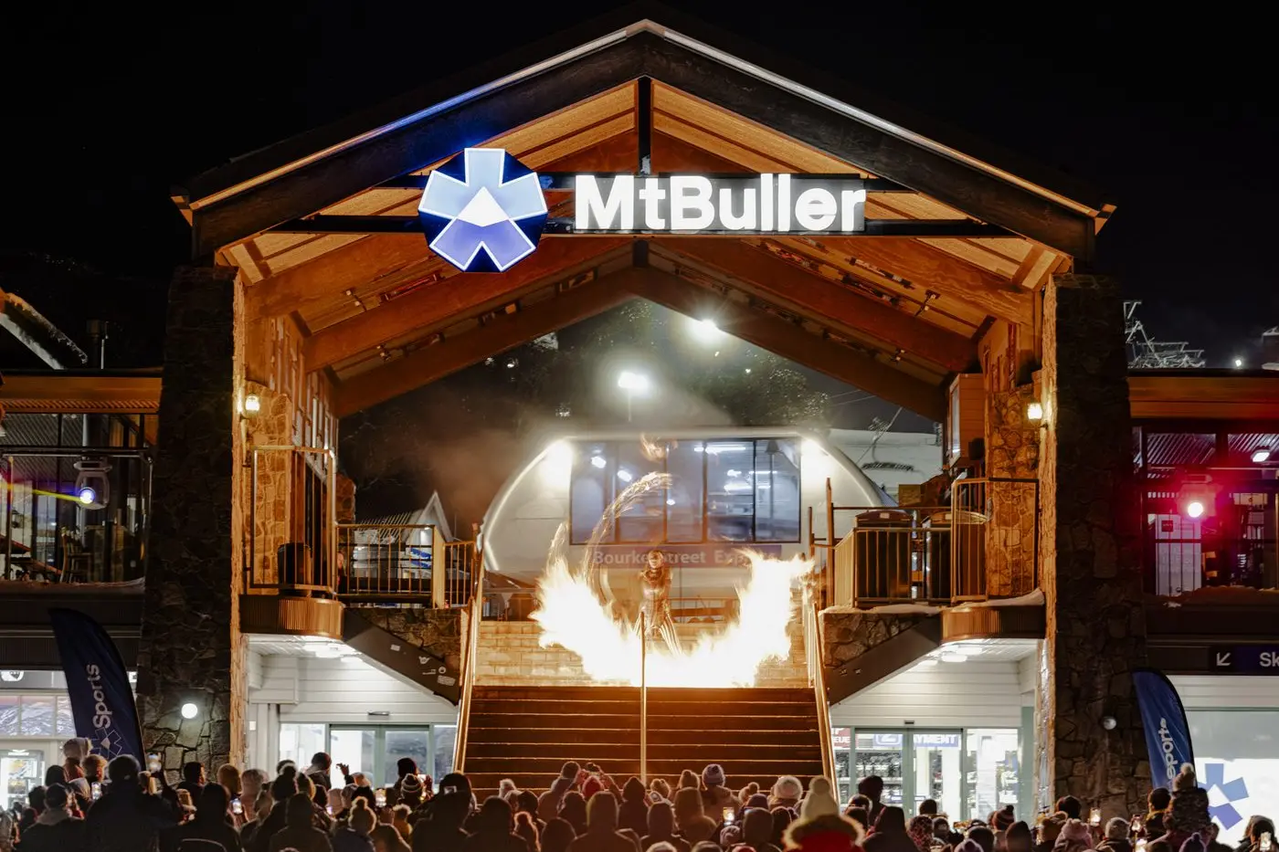 SOLSTICE MAGIC: Crowds gathered in the Mt Buller village for a dazzling Winter Solstice celebration featuring fire shows, glowing fairies, and toasted marshmallows by the fire pits. PHOTO: Mt Buller/Tony Harrington