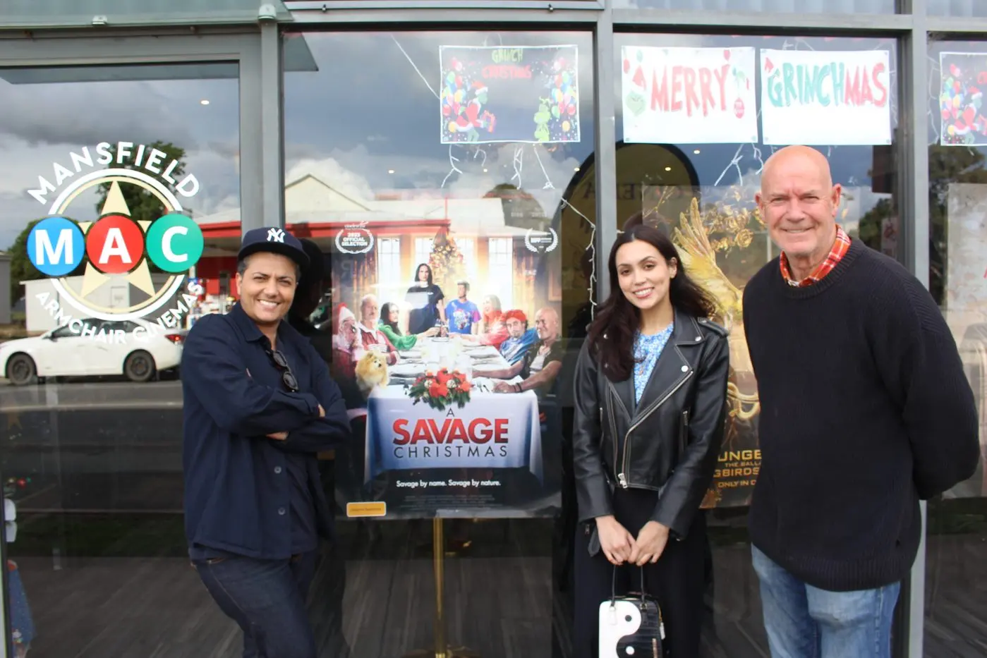 HAVE A SAVAGE CHRISTMAS: Actors Gary Sweet, Rekha Ryan and Max Jahufer visited Mansfield Armchair Cinema to premiere their new Christmas movie. PHOTO: Hannah Kennelly.