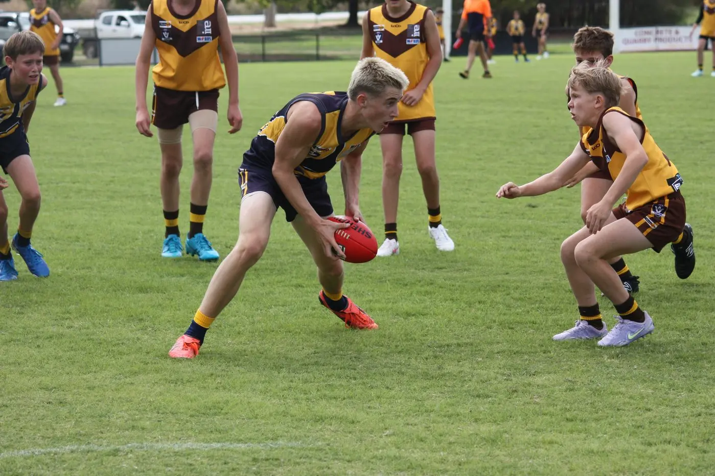 BEST PLAYER: Reeve Purday gathering the ball cleanly at Nth Wangaratta oval.
